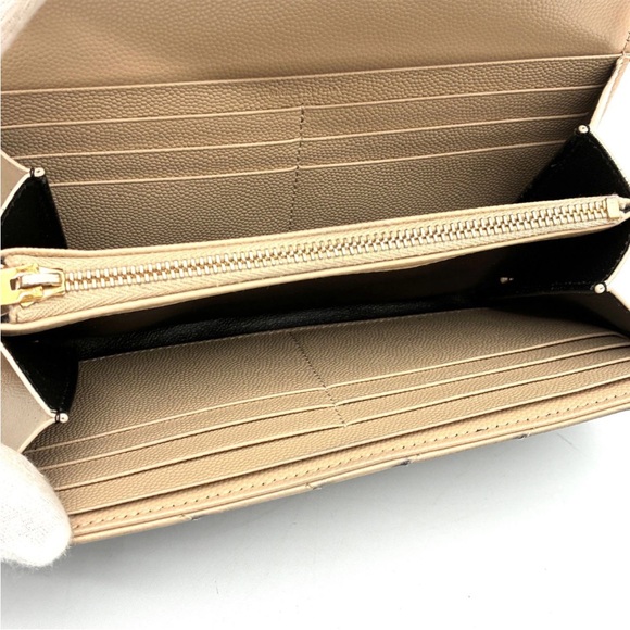 Yves Saint Laurent Black Chevron Wallet with Gold Emblem - Picture 6 of 10